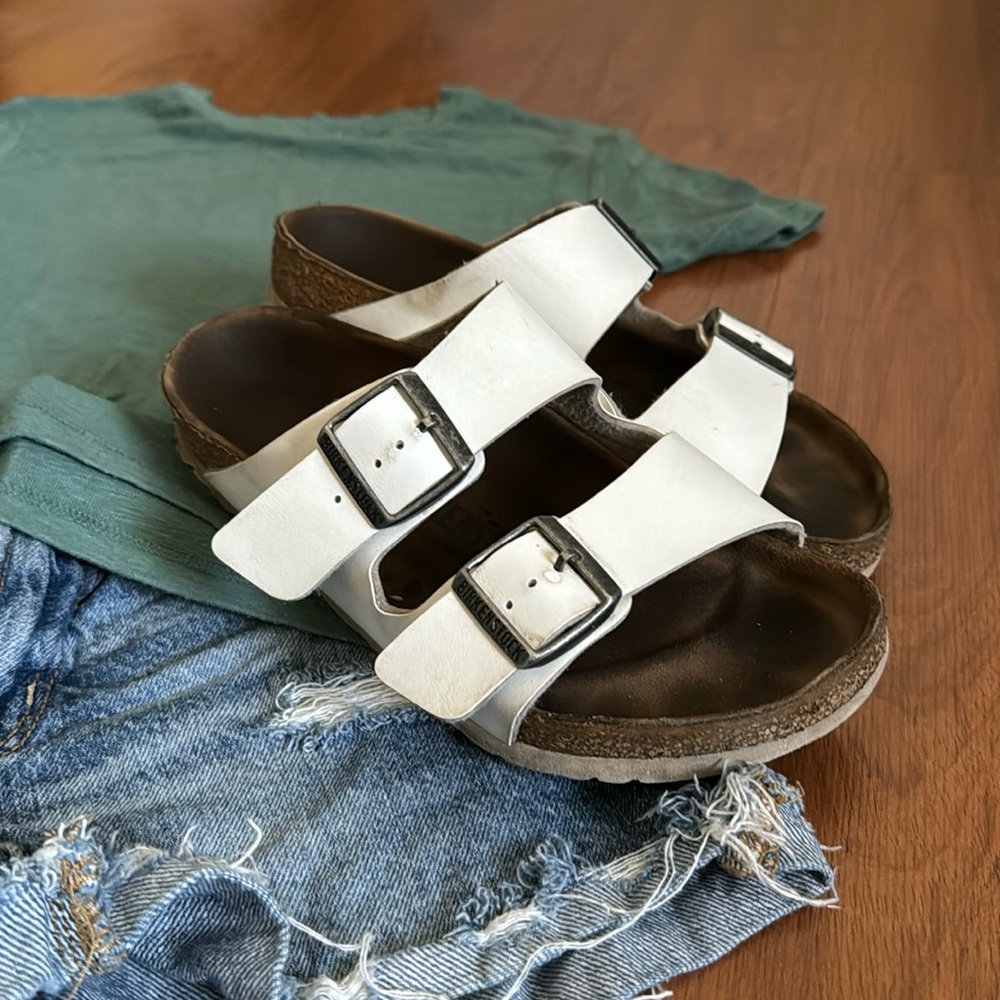 White Birkenstocks, Worn In